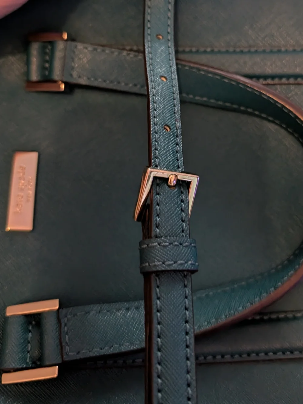 kate spade deep teal dome satchel with gold-tone accents